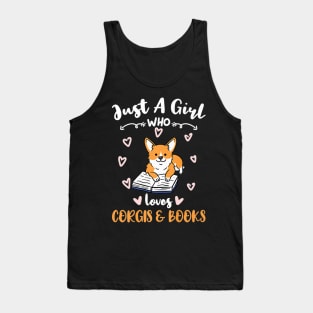 Just A Girl Who Loves Corgis And Books Premium Tank Top